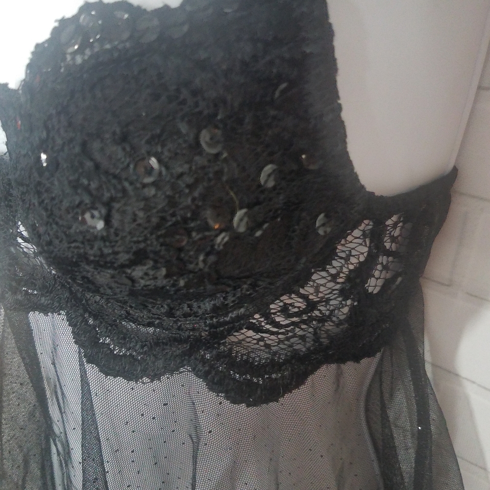Shirley of Hollywood Sexy Black Lace Lingerie Slip - Picture 4 of 9
